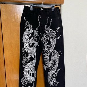 Shein dragon design jeans